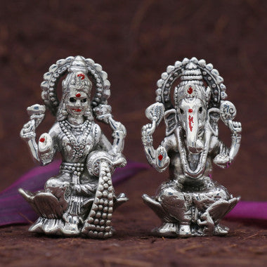 Silver Laxmi Ganesh with Chocolate Almonds
