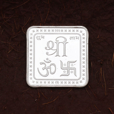 999 Silver Laxmi Ganesha Square Coin