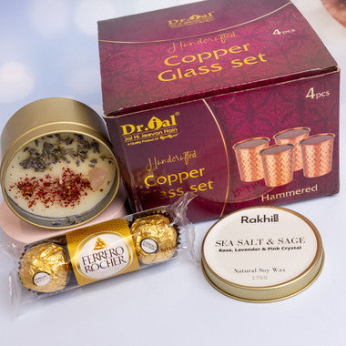 Copper Glass, Candle & Chocolate Gift Hamper