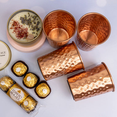 Copper Glass, Candle & Chocolate Gift Hamper