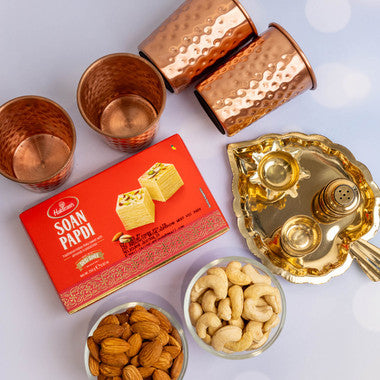 Paan Shape Pooja Thali with Dry Fruits & Sweets