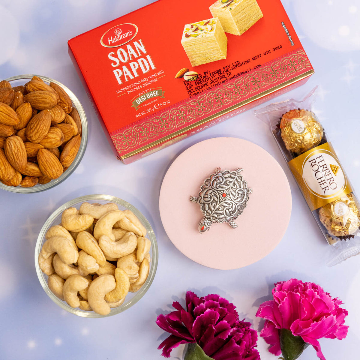 Lucky Silver Turtle with Sweets,chocolate and Dry Fruit Hamper