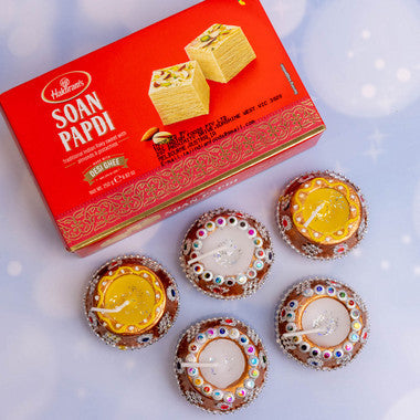 Kalash Diya Set with Soan Papdi