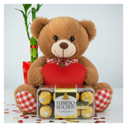 Soft Red Heart Teddy Bear with Ferrero Rocher Chocolate