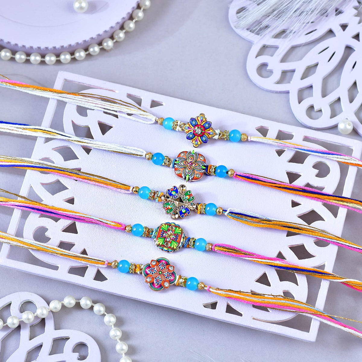 Festival Bloom Rakhi Set with Kaju katli
