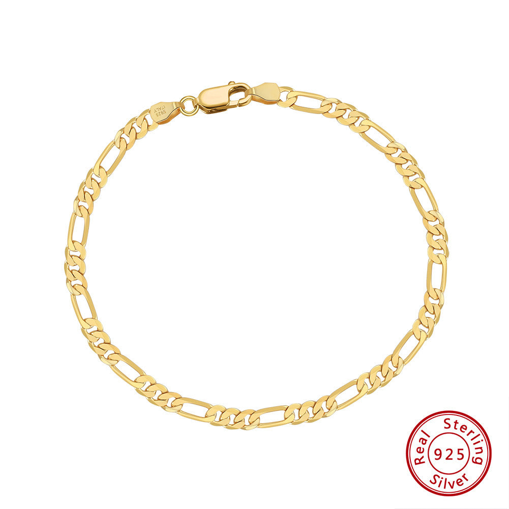 18K Gold Plated Diamond-Cut Figaro Link Bracelet